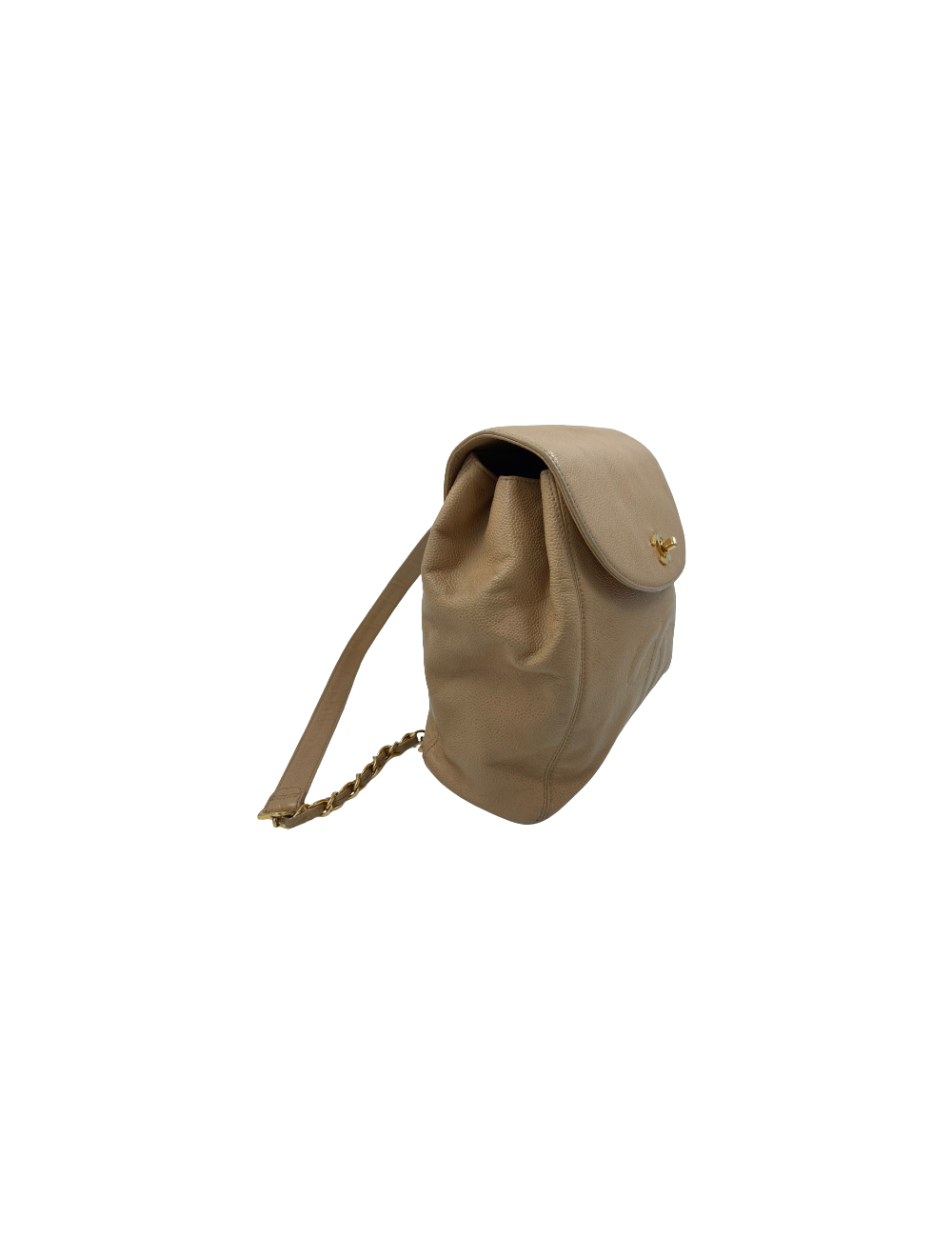 Sac à dos CHANEL cuir grainé beige