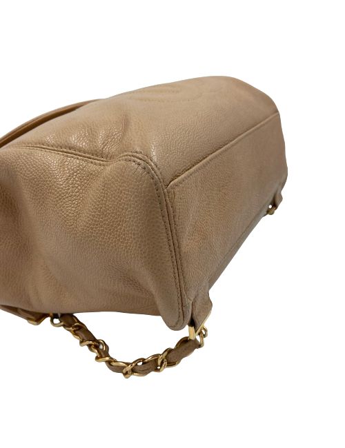 Sac à dos CHANEL cuir grainé beige