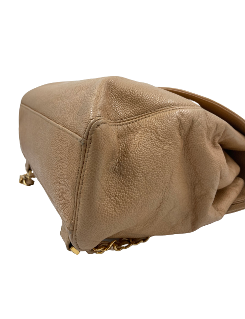 Sac à dos CHANEL cuir grainé beige