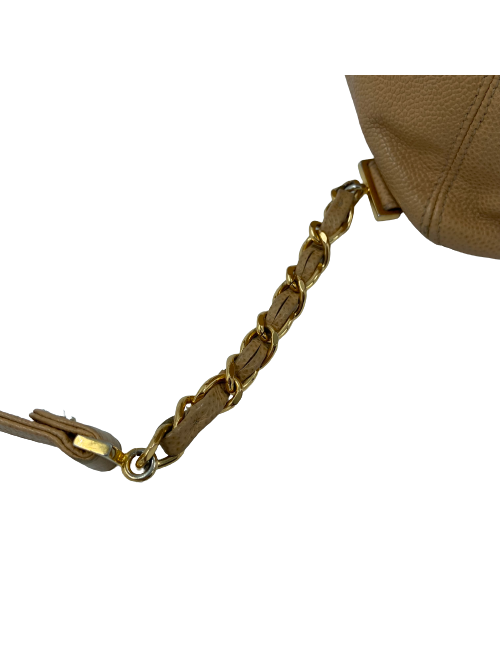 Sac à dos CHANEL cuir grainé beige