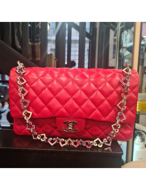 Sac Timeless CHANEL cuir d'agneau rouge
