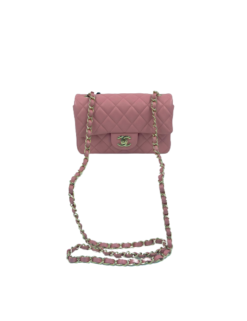 Mini sac CHANEL cuir d'agneau vieux rose