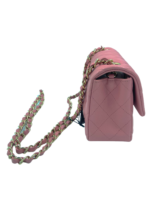 Mini sac CHANEL cuir d'agneau vieux rose