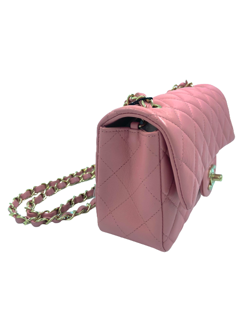 Mini sac CHANEL cuir d'agneau vieux rose