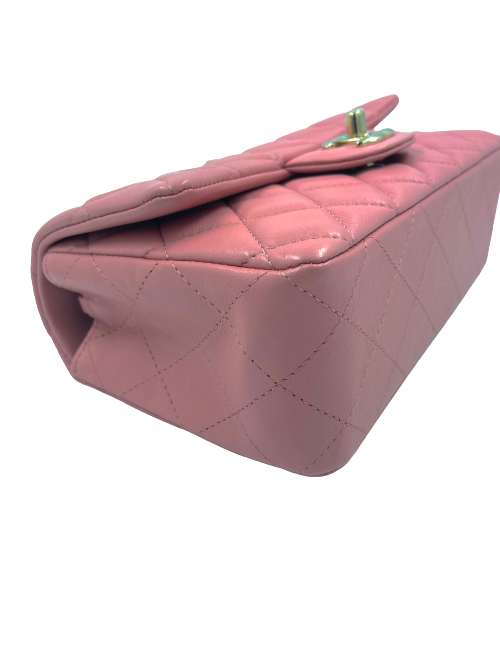 Mini sac CHANEL cuir d'agneau vieux rose