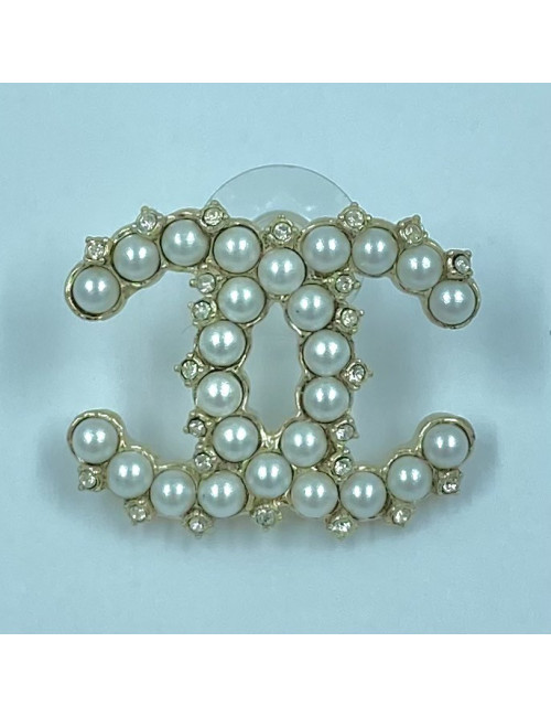 Large CHANEL CC Pearly Stud - Pre-Owned Certified Authentic