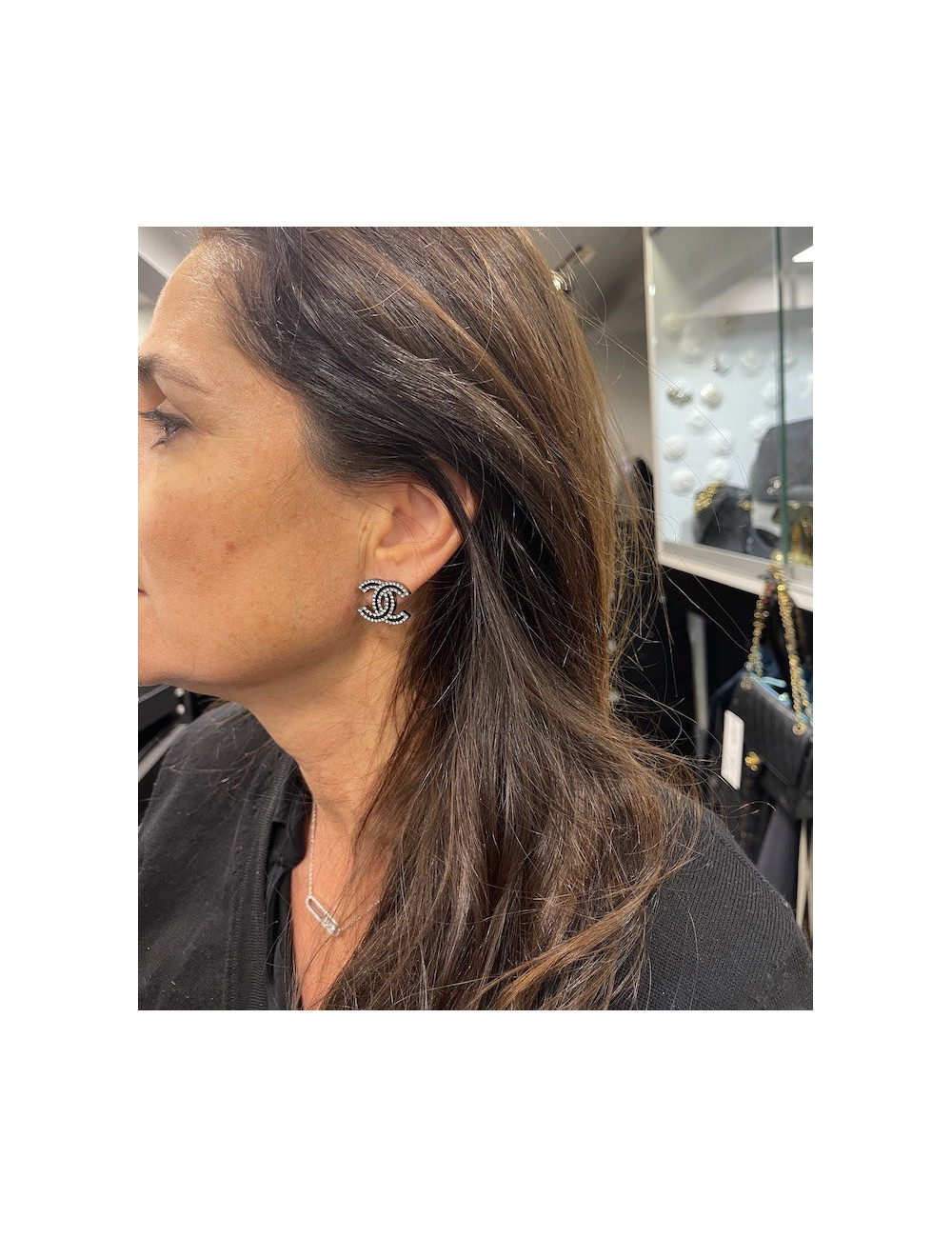 Clous CC strass et ruthenium CHANEL