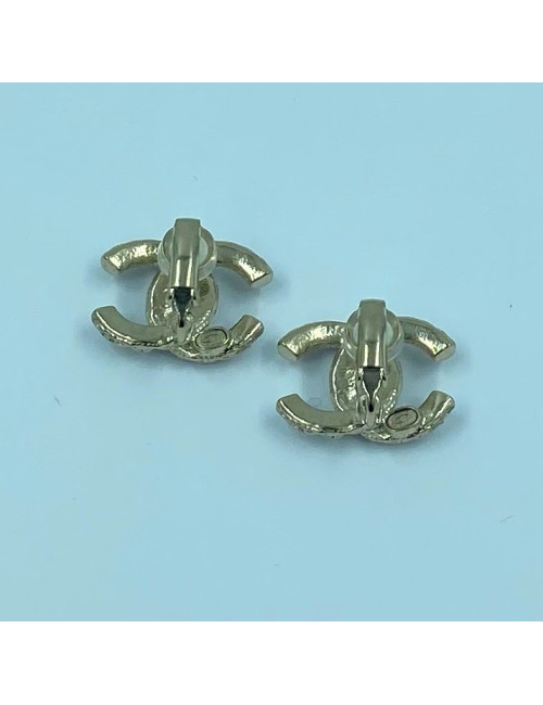 Clips CHANEL strass et métal doré