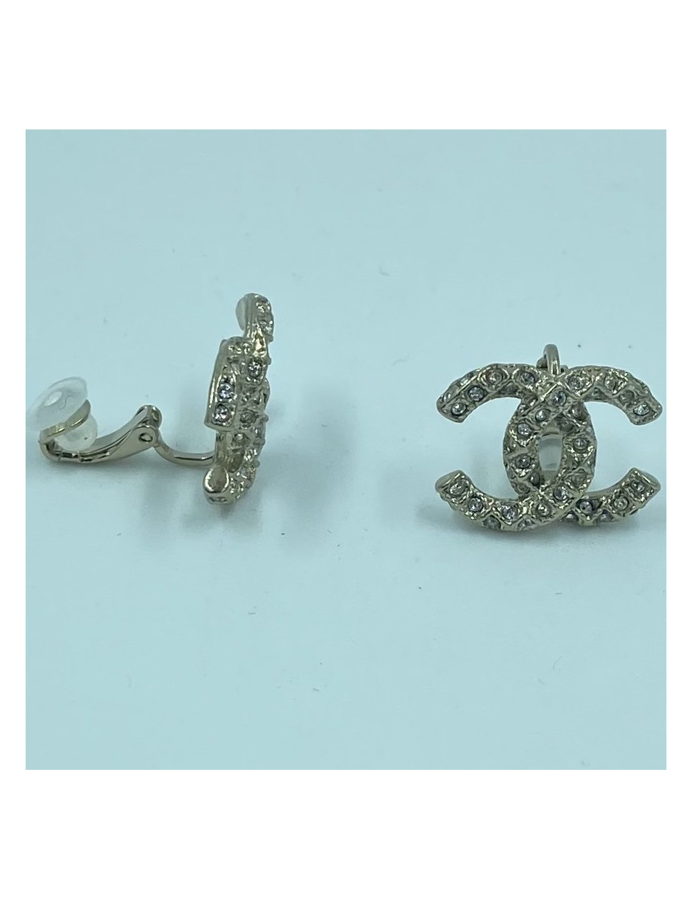 Clips CHANEL strass et métal doré