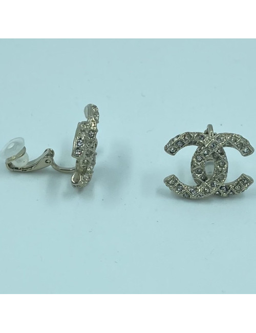 Clips CHANEL strass et métal doré