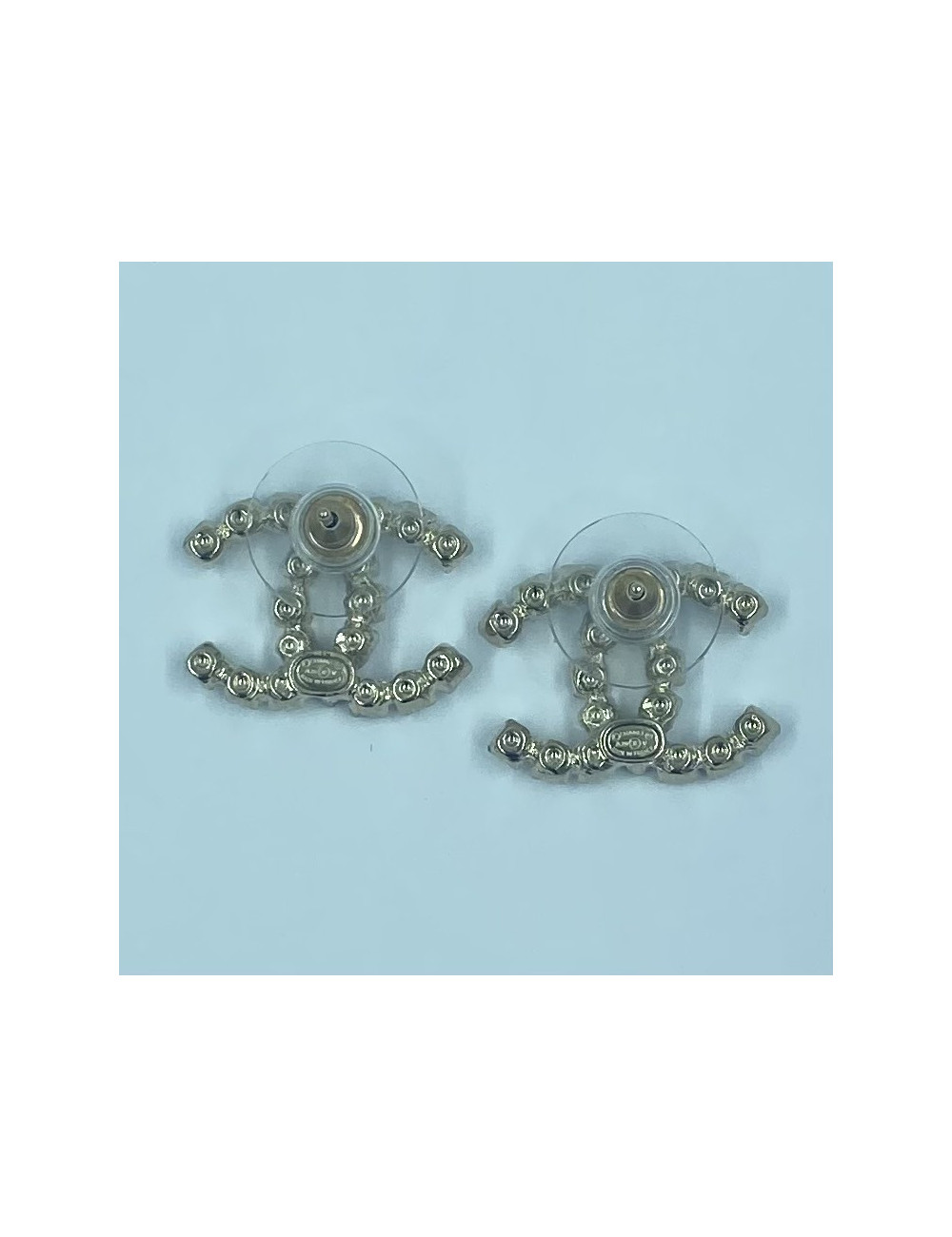 Clous d'oreilles CC tout strass CHANEL