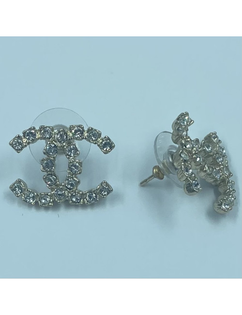 Clous d'oreilles CC tout strass CHANEL
