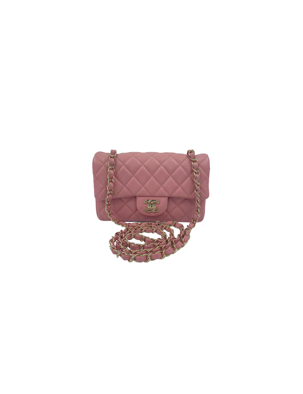 Mini sac CHANEL cuir d'agneau vieux rose