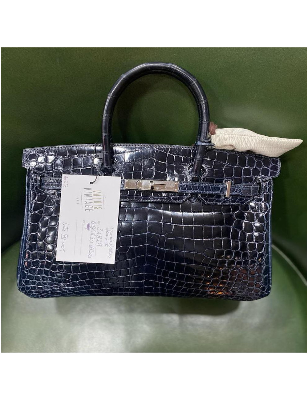 Birkin 30 HERMES crocodile porosus bleu nuit