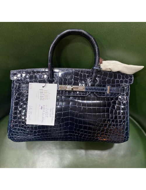 Birkin 30 HERMES crocodile porosus bleu nuit