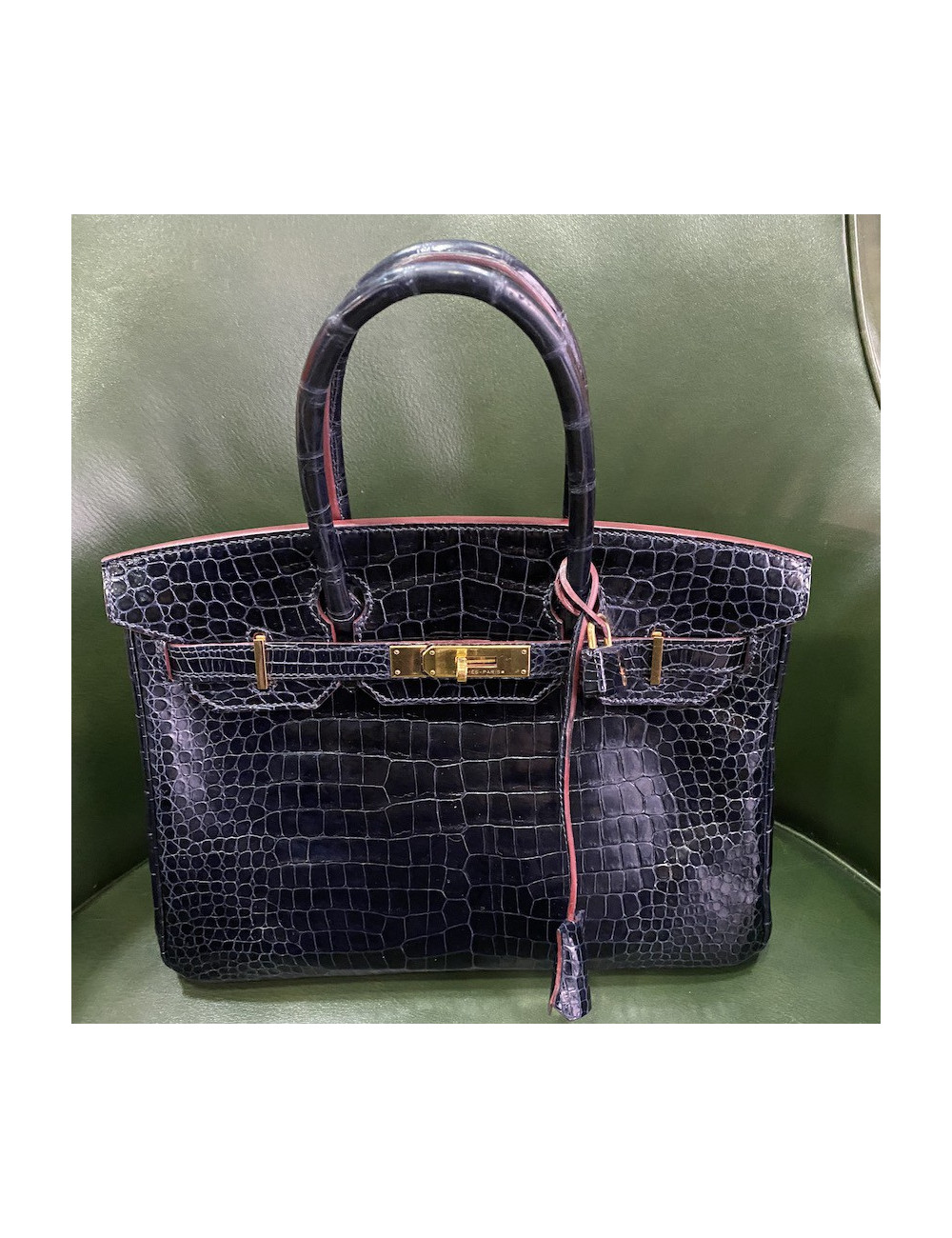Birkin 30 crocodile porosus bleu nuit