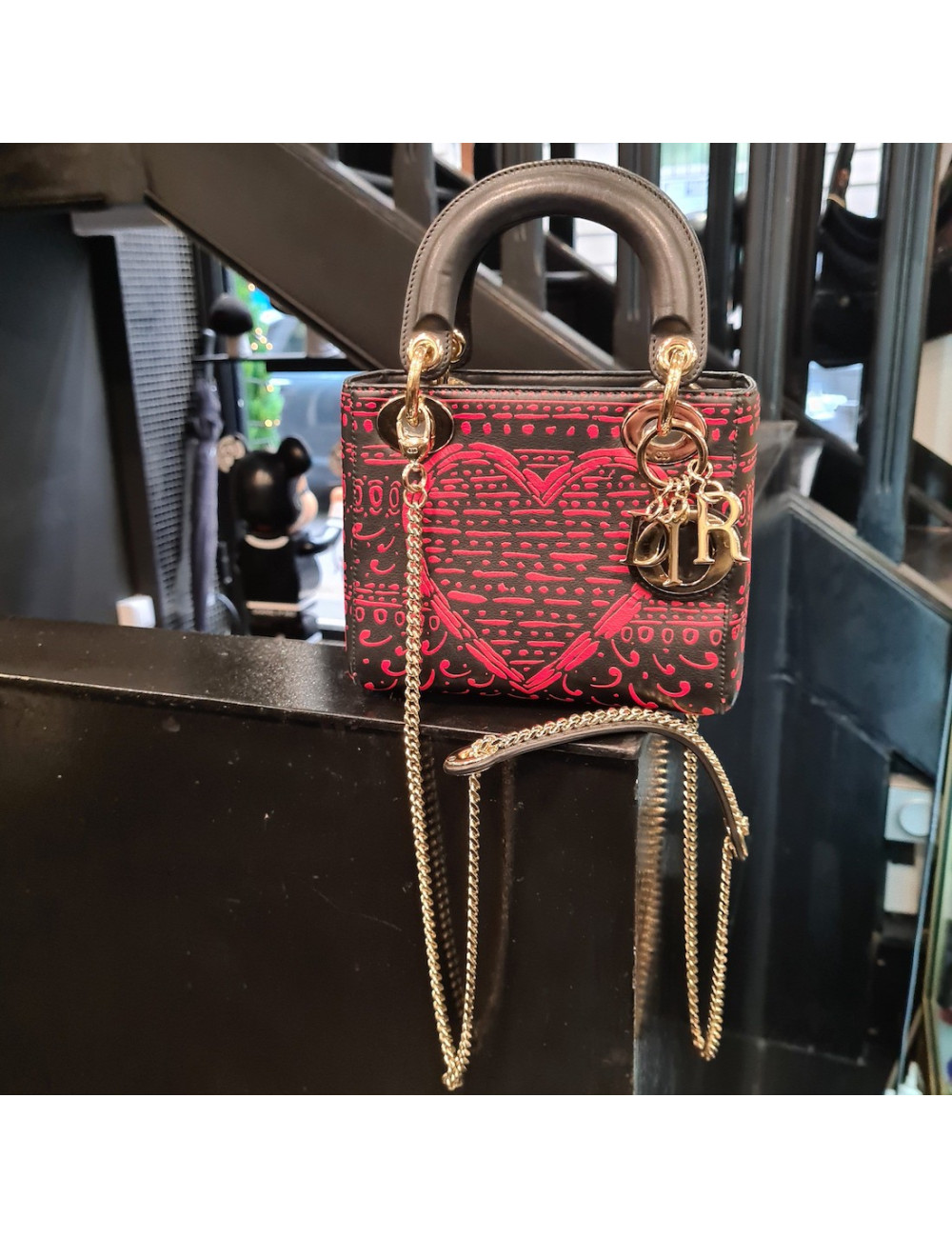 Mini Lady dior bleu et rouge