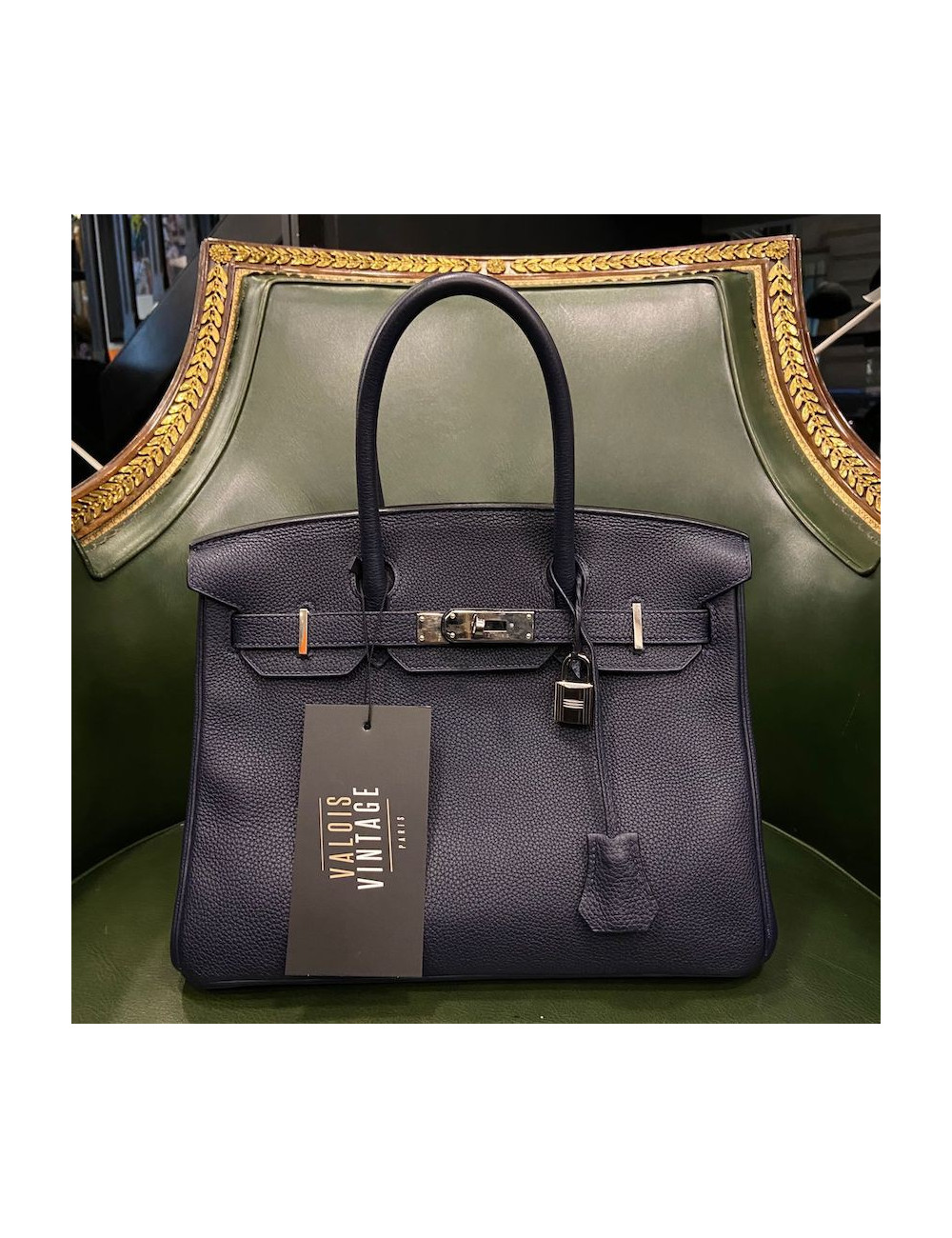 Birkin 30 HERMES Togo bleu nuit