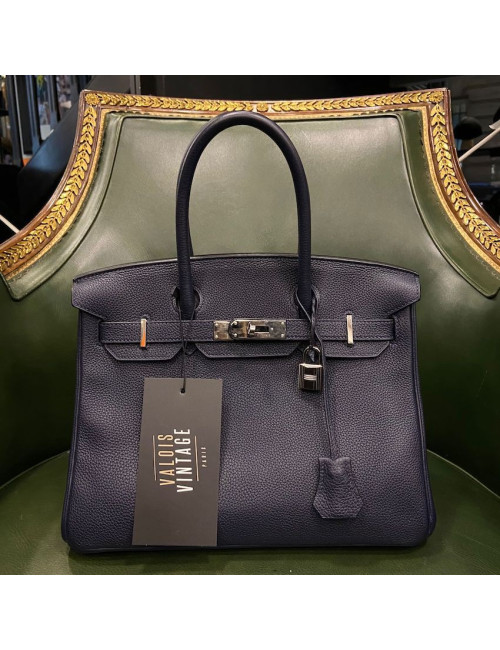 Birkin 30 HERMES Togo bleu nuit