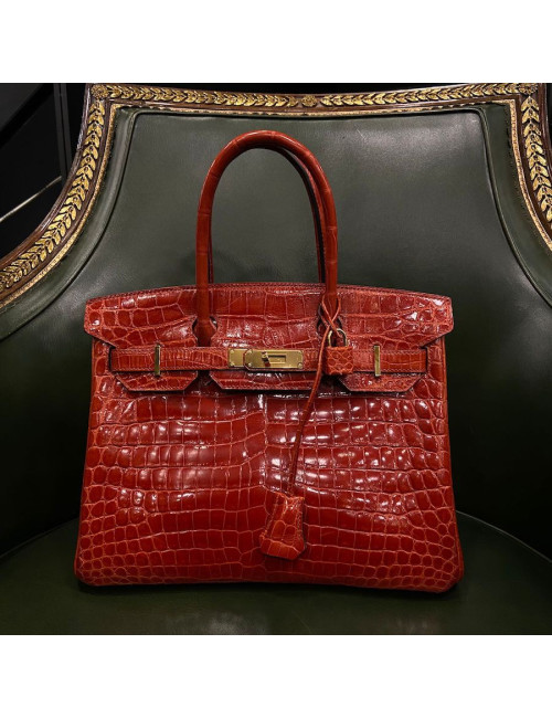 Sac Birkin 30 crocodile rouge sanguine