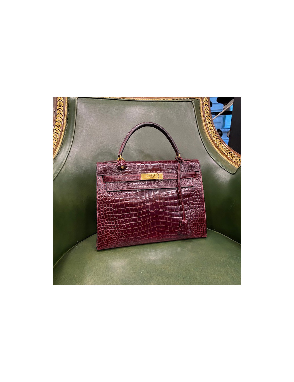 Kelly 32 HERMES crocodile porosus bordeaux