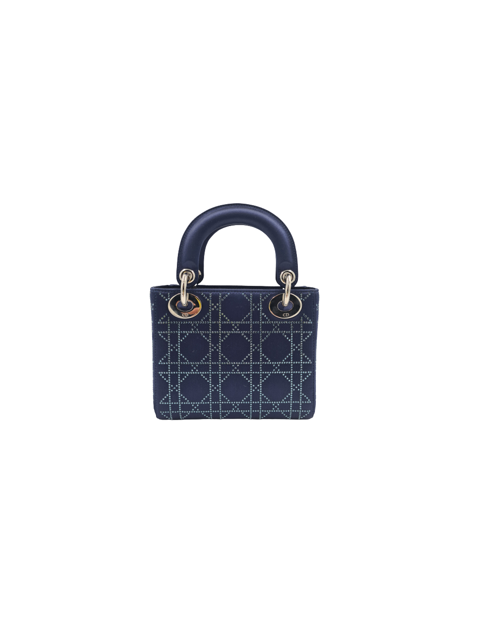 Mini Lady Dior satin bleu cannage strass
