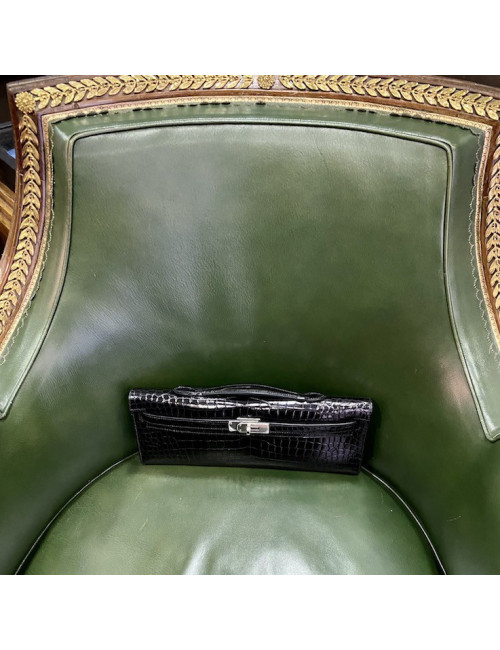 Kelly cut HERMES crocodile porosus noir