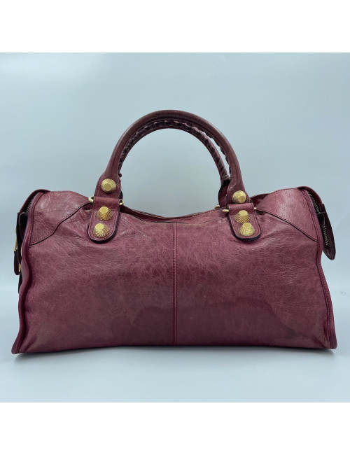 Sac 'City' BALENCIAGA cuir vieilli rouge