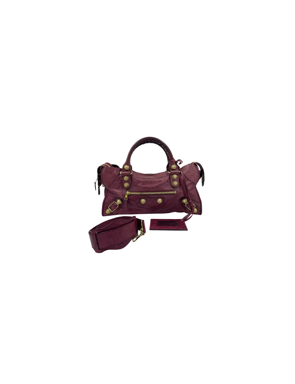 Sac 'City' BALENCIAGA cuir vieilli rouge