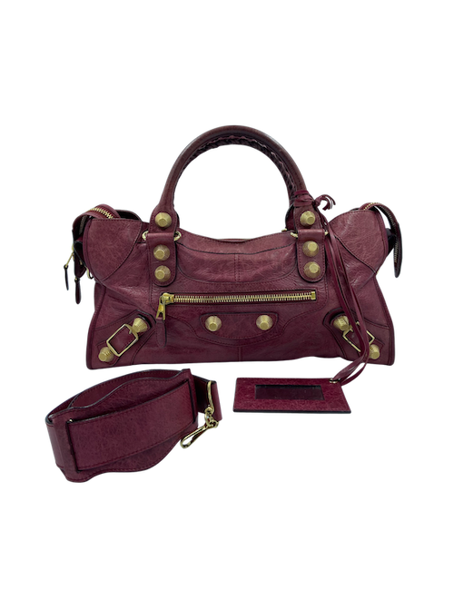 Sac 'City' BALENCIAGA cuir vieilli rouge