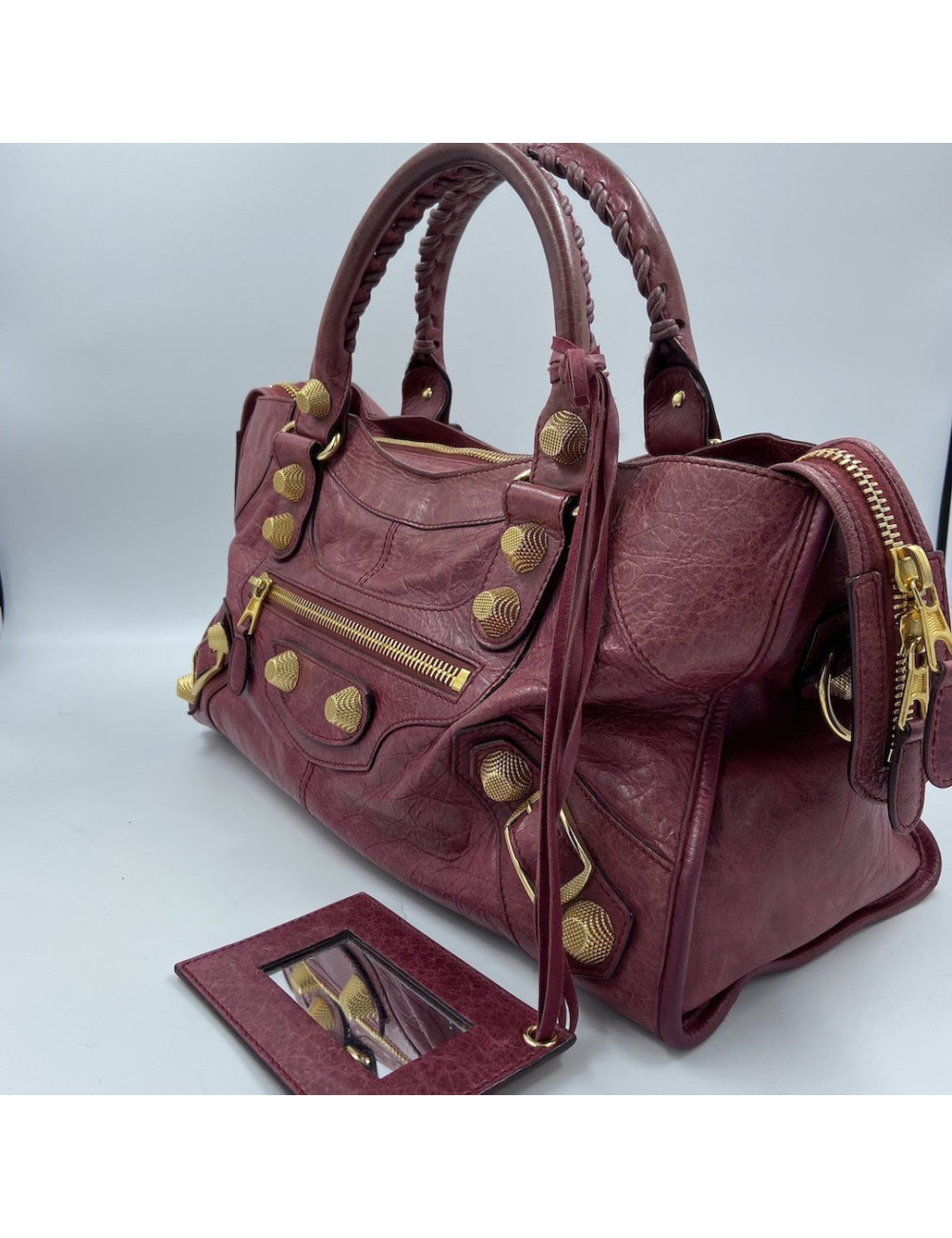 BALENCIAGA 'City' bag in red aged leather