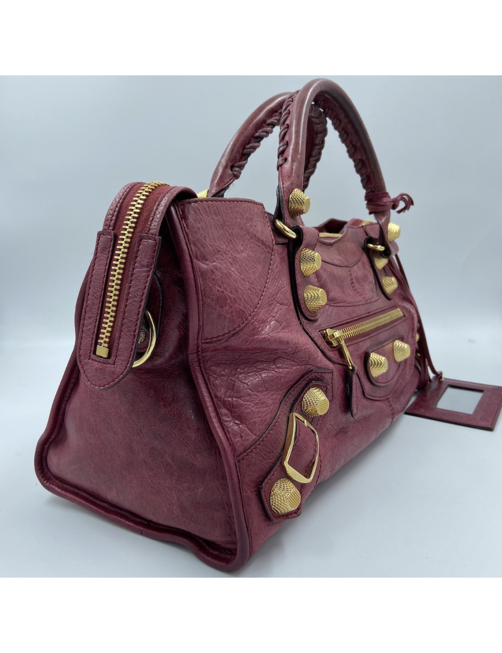 Sac 'City' BALENCIAGA cuir vieilli rouge