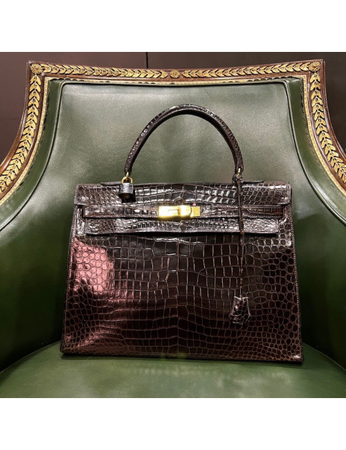 Kelly 35 crocodile Porosus marron 