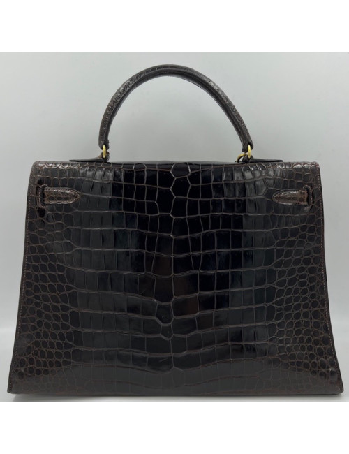 Kelly 35 crocodile Porosus marron 