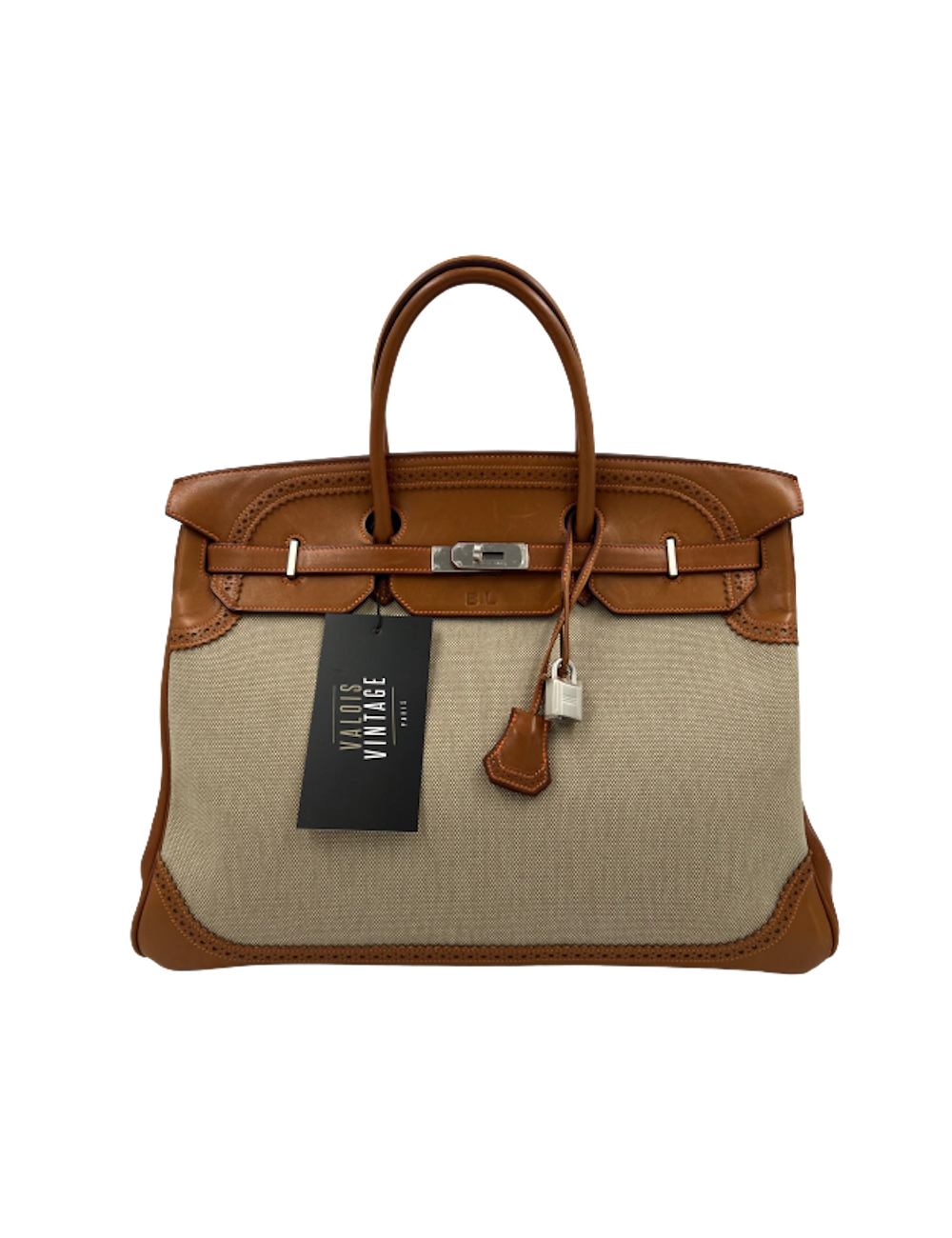 Birkin Ghillies 40 toile et cuir barenia gold