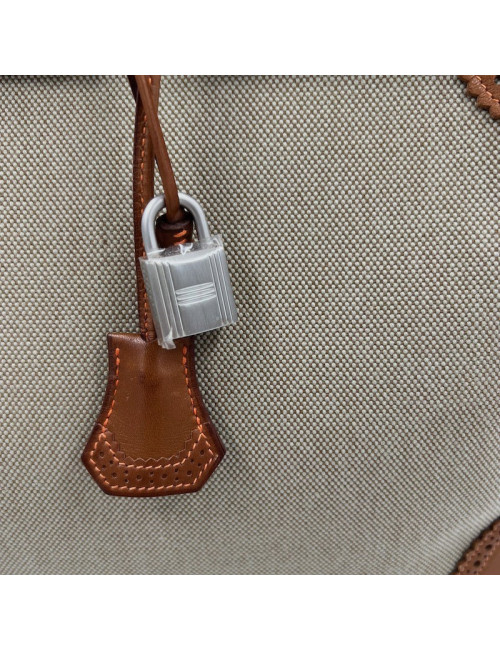 Birkin Ghillies 40 toile et cuir barenia gold