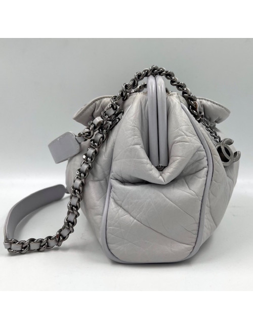 Sac gris CHANEL cuir vieilli