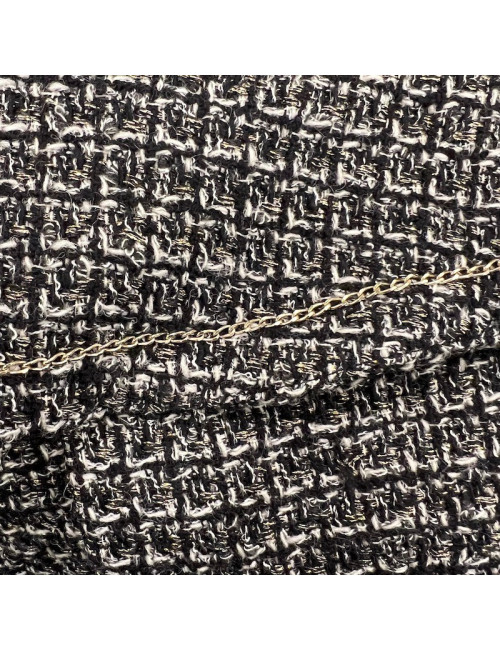 Veste T34 CHANEL en tweed noir et blanc avec fil doré