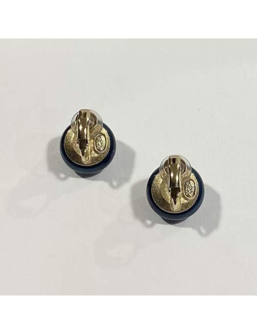 Boucles d'oreille CHANEL argent et noir