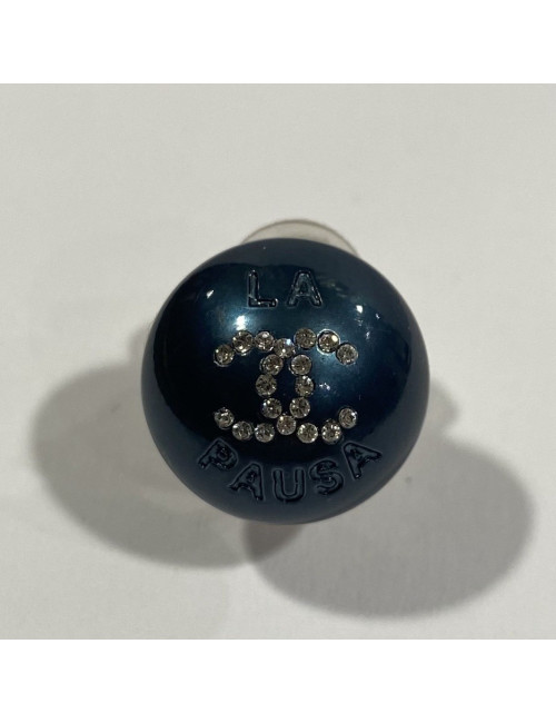 Boucles d'oreille CHANEL argent et noir