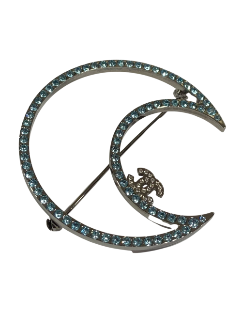 CHANEL Moon Brooch in Silver Plate Metal - Super Occasion Never Worn