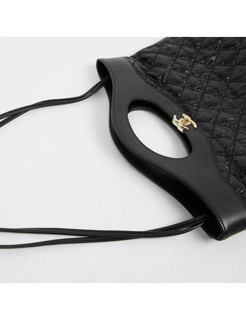 Grand cabas CHANEL 31 cuir froissé noir