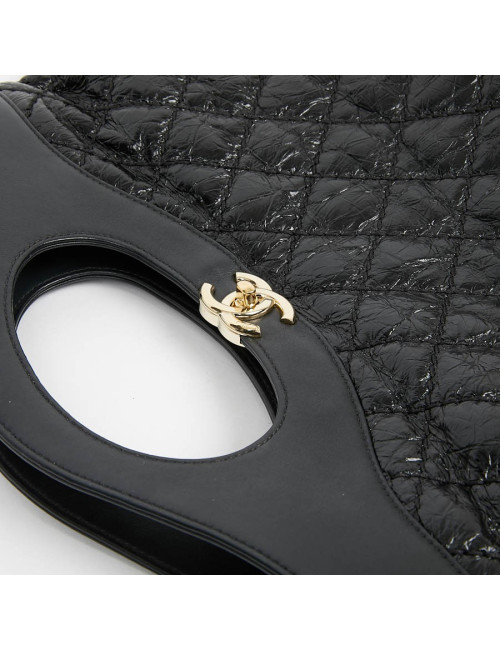 Grand cabas CHANEL 31 cuir froissé noir