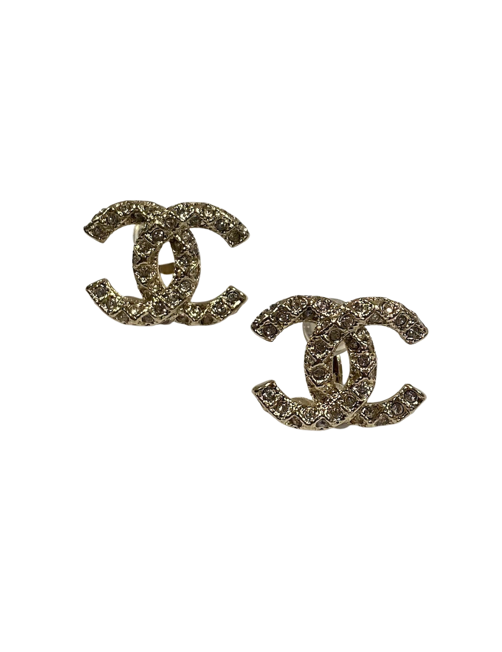 Clips d’oreille CHANEL dorés strass