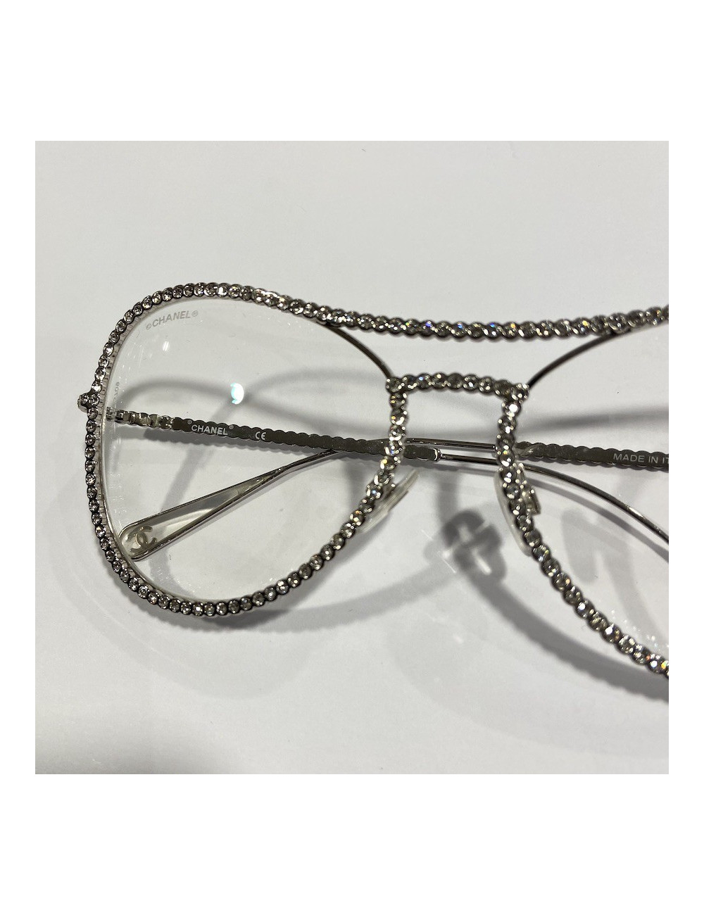 CHANEL sunglasses with rhinestone-embellished frames