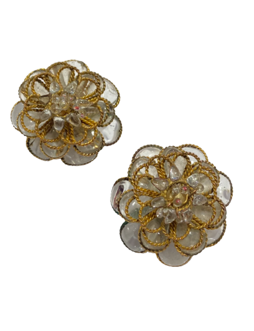  Clips d'oreille pâte de verre CHANEL Vintage