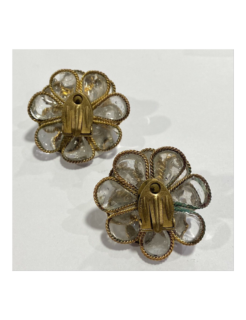  Clips d'oreille pâte de verre CHANEL Vintage