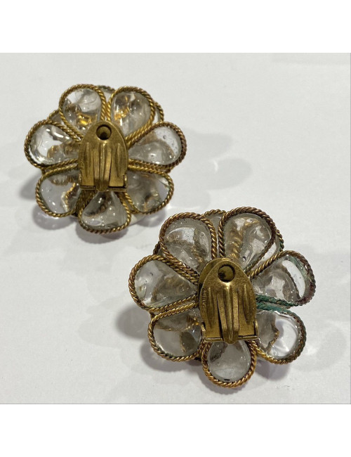  Clips d'oreille pâte de verre CHANEL Vintage