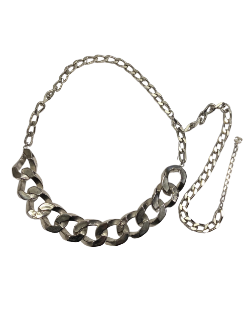 Collier CHANEL chaîne gourmette métal argent