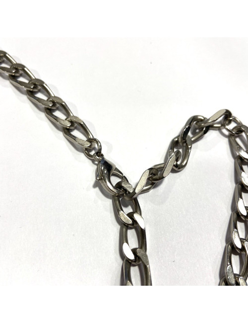 Collier CHANEL chaîne gourmette métal argent